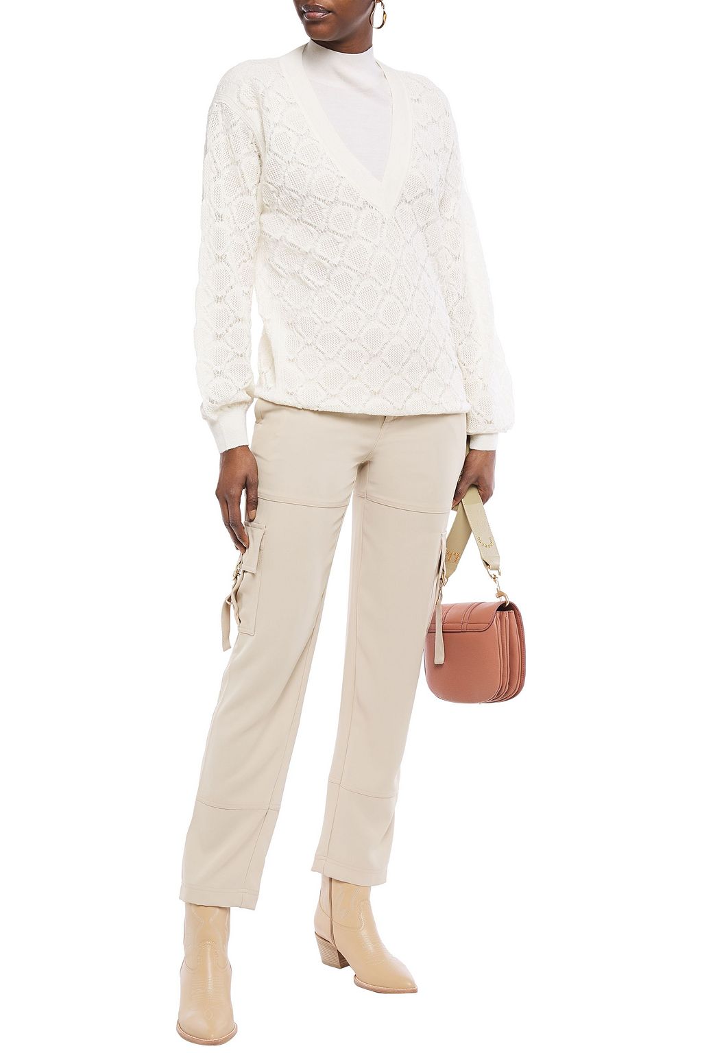 SEE BY CHLOÉ Pointelle-knit alpaca-blend sweater
