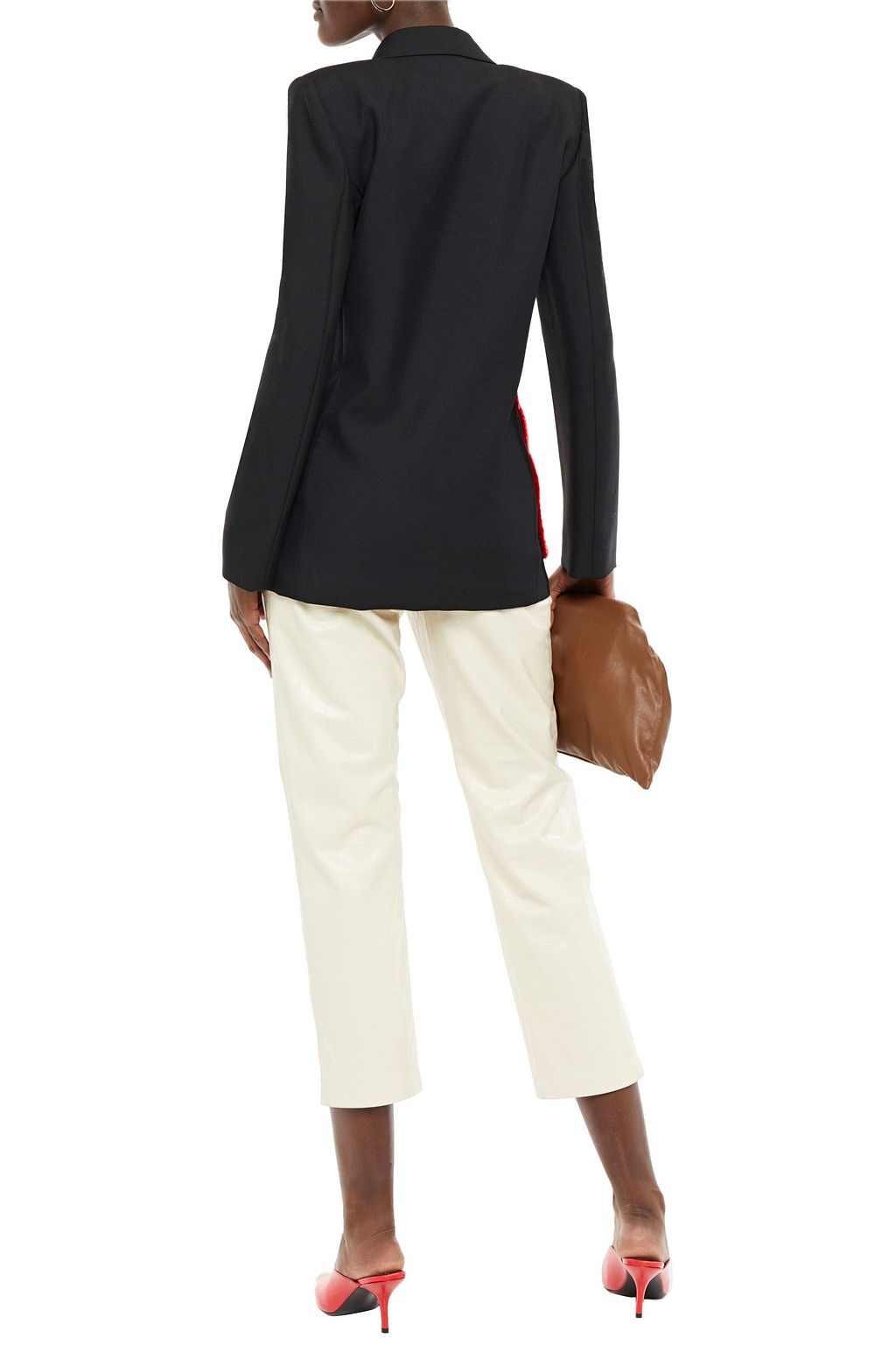 ACNE STUDIOS Deana wool and mohair-blend, velvet and snake-effect leather blazer