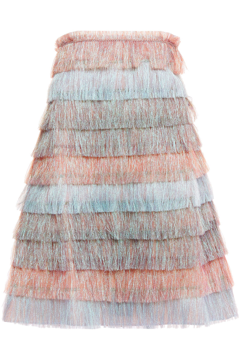 Missoni Woman Strapless Tiered Fringed Cotton-blend Mini Dress Lavender Size 40