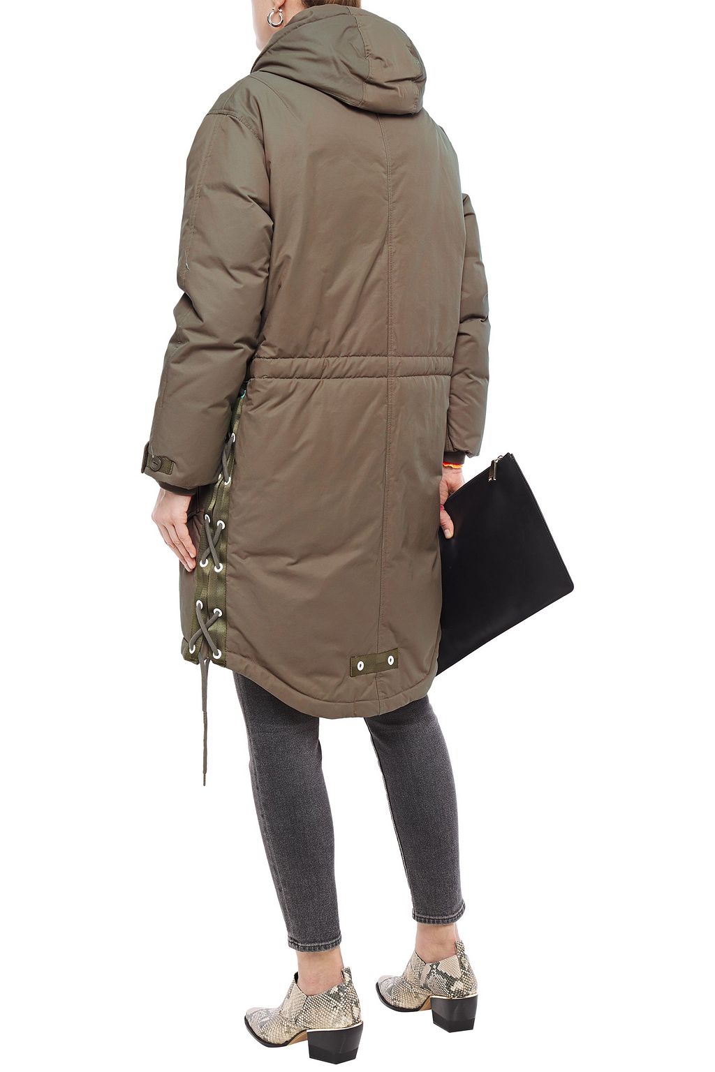RAG & BONE Lace-up cotton-blend hooded parka