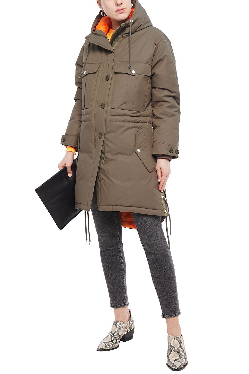 RAG & BONE Lace-up cotton-blend hooded parka