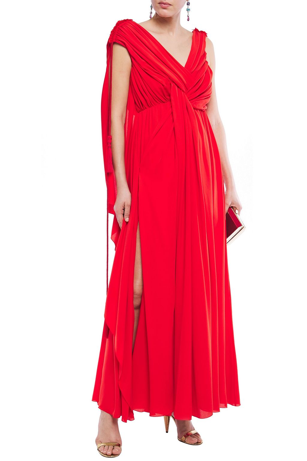 LANVIN Ruched draped silk-crepe gown