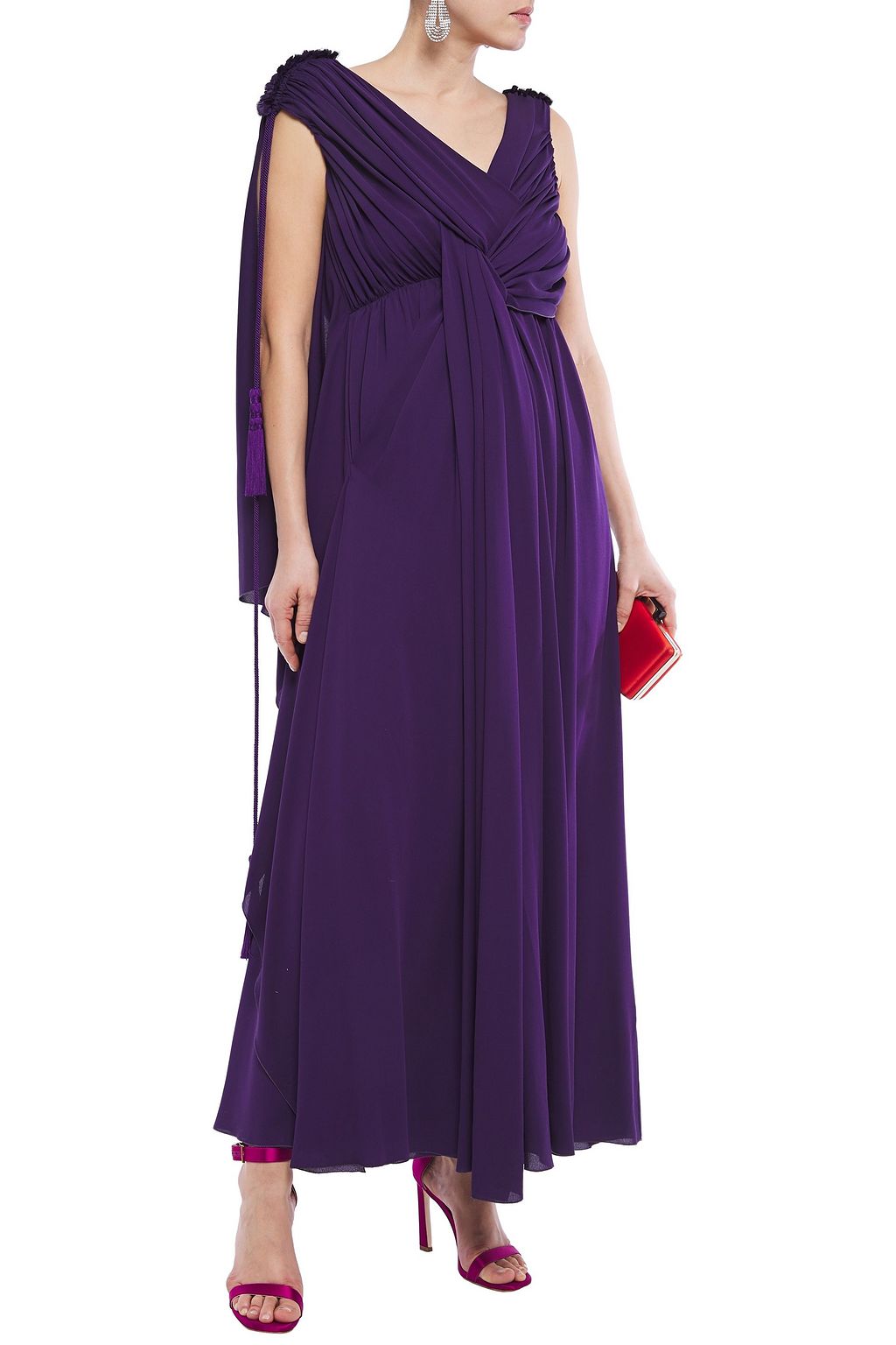 LANVIN Ruched draped silk-crepe gown