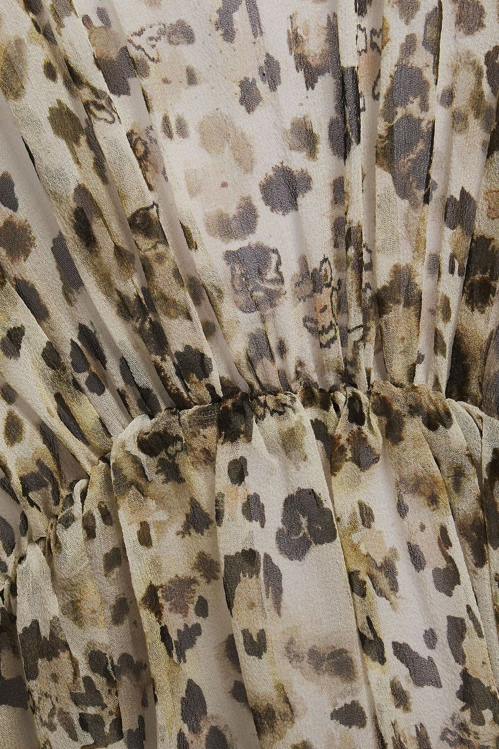IRO Gathered leopard-print silk-georgette blouse