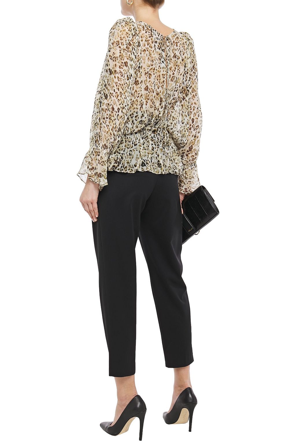 IRO Gathered leopard-print silk-georgette blouse