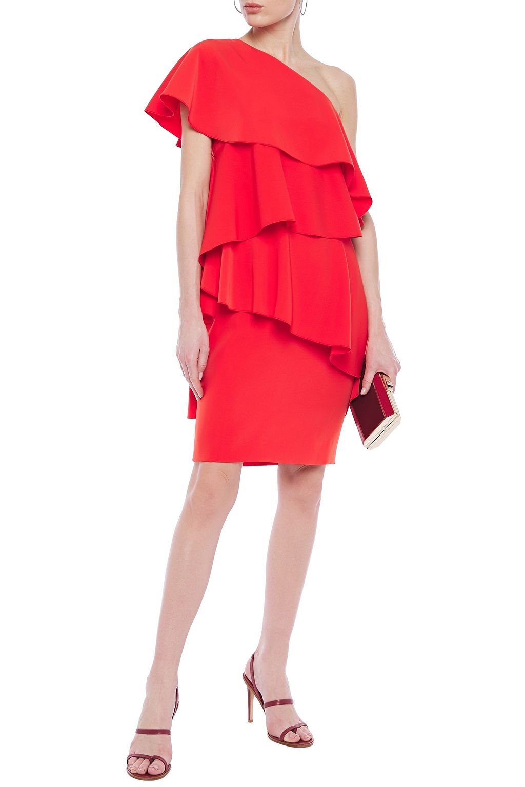 LANVIN One-shoulder tiered jersey mini dress