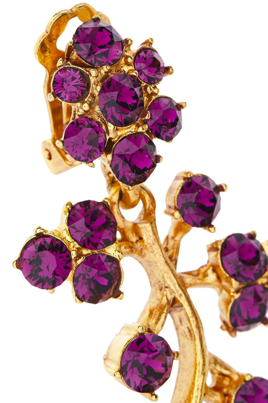 OSCAR DE LA RENTA Rose gold-tone crystal clip earrings