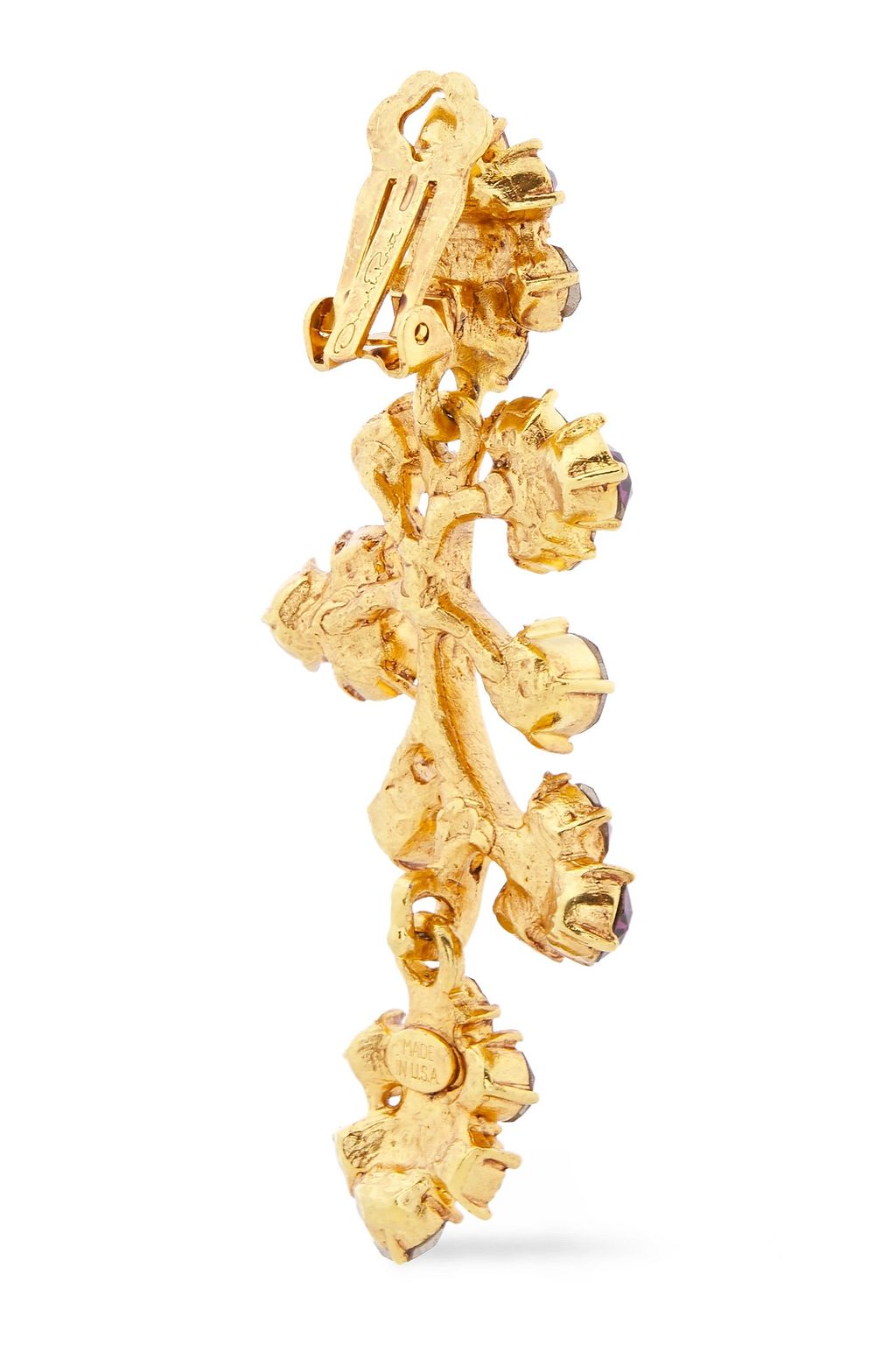 OSCAR DE LA RENTA Rose gold-tone crystal clip earrings