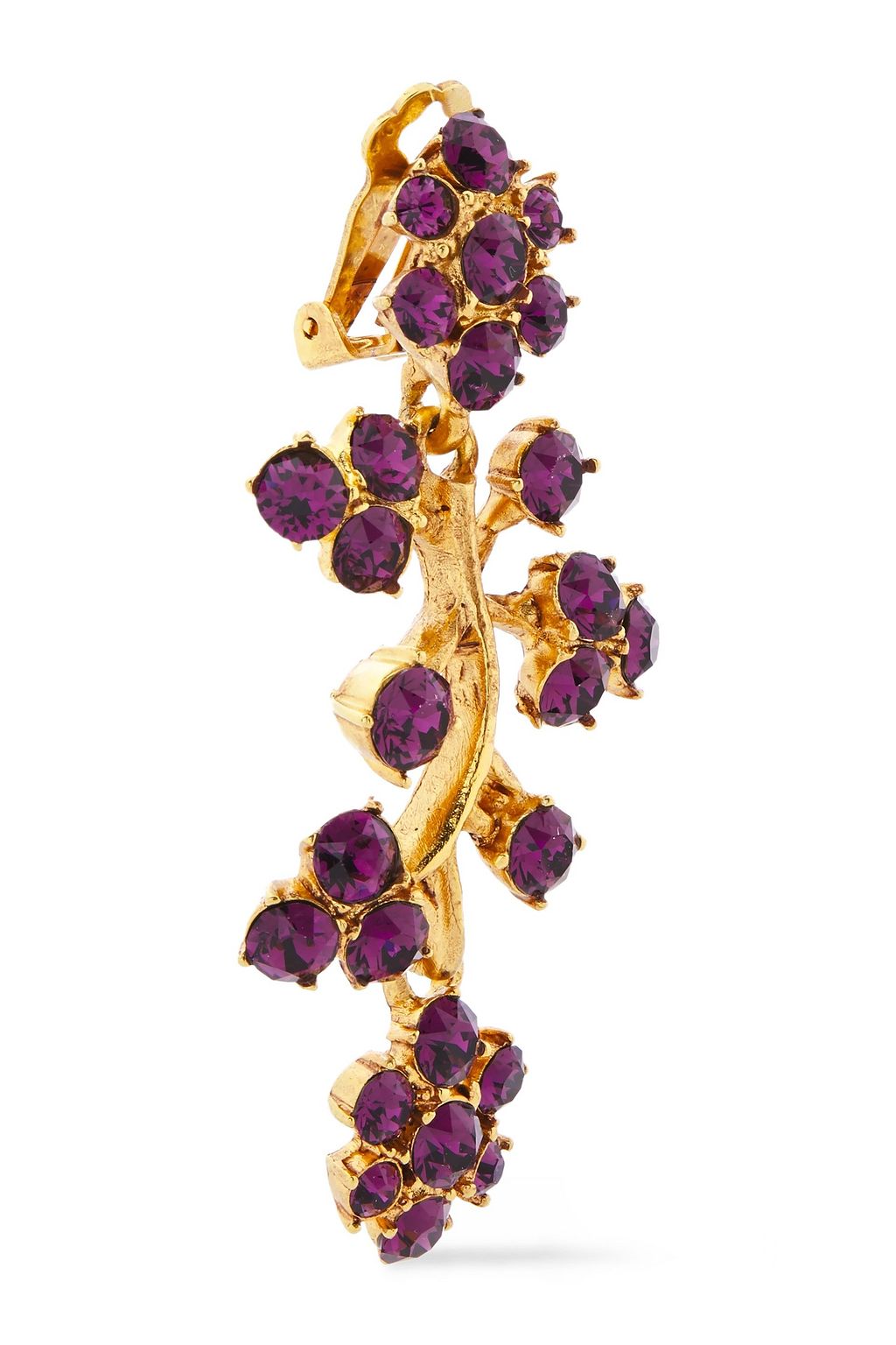 OSCAR DE LA RENTA Rose gold-tone crystal clip earrings