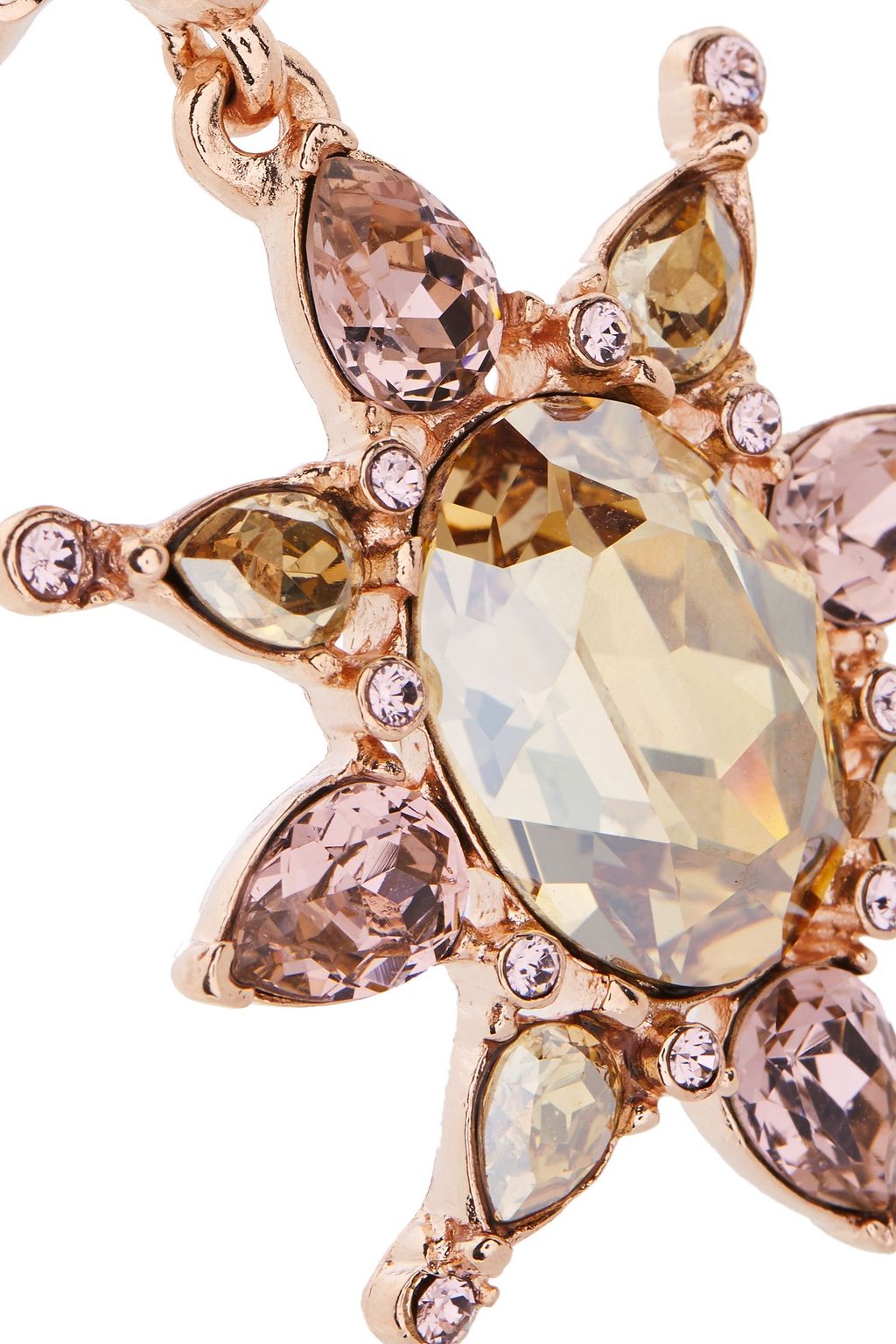 OSCAR DE LA RENTA Rose gold-tone crystal clip earrings