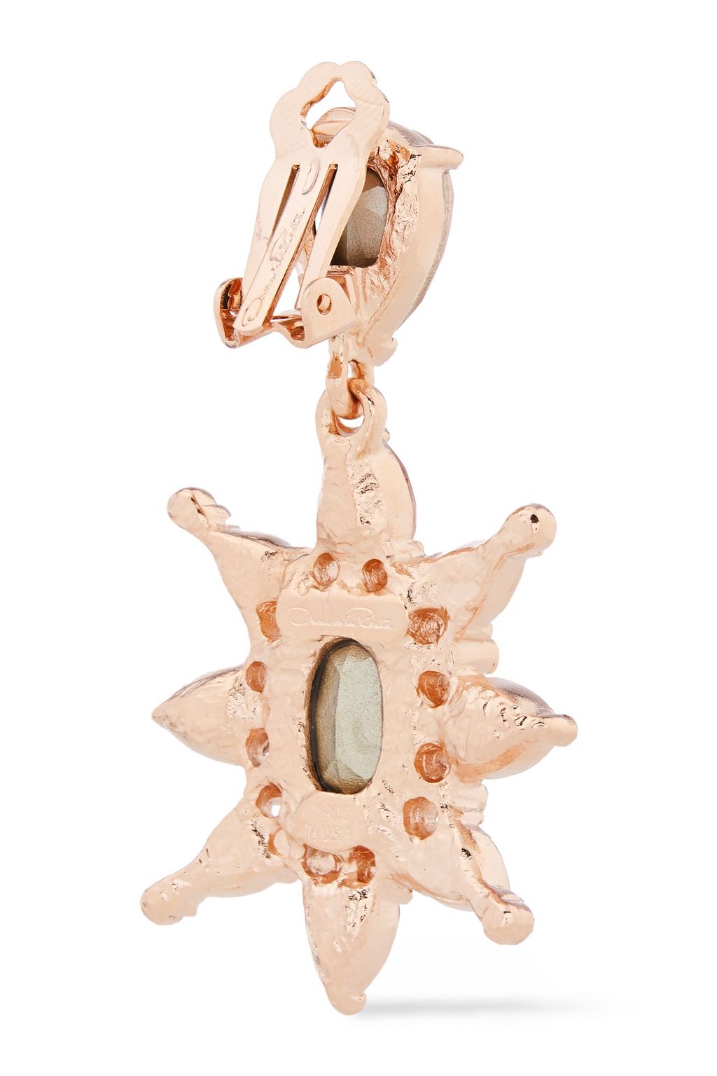 OSCAR DE LA RENTA Rose gold-tone crystal clip earrings