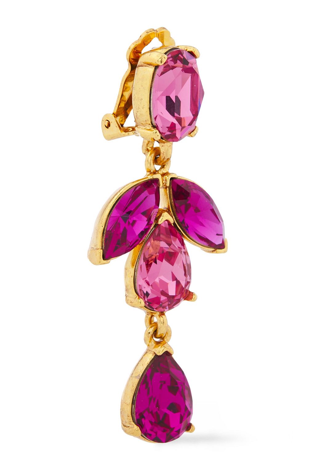 OSCAR DE LA RENTA Gold-tone crystal clip earrings