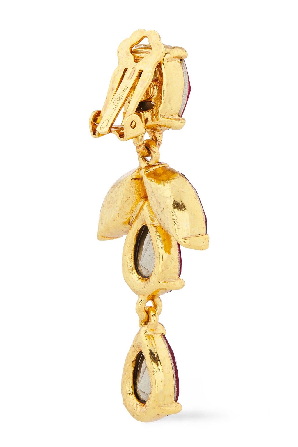 OSCAR DE LA RENTA Gold-tone crystal clip earrings
