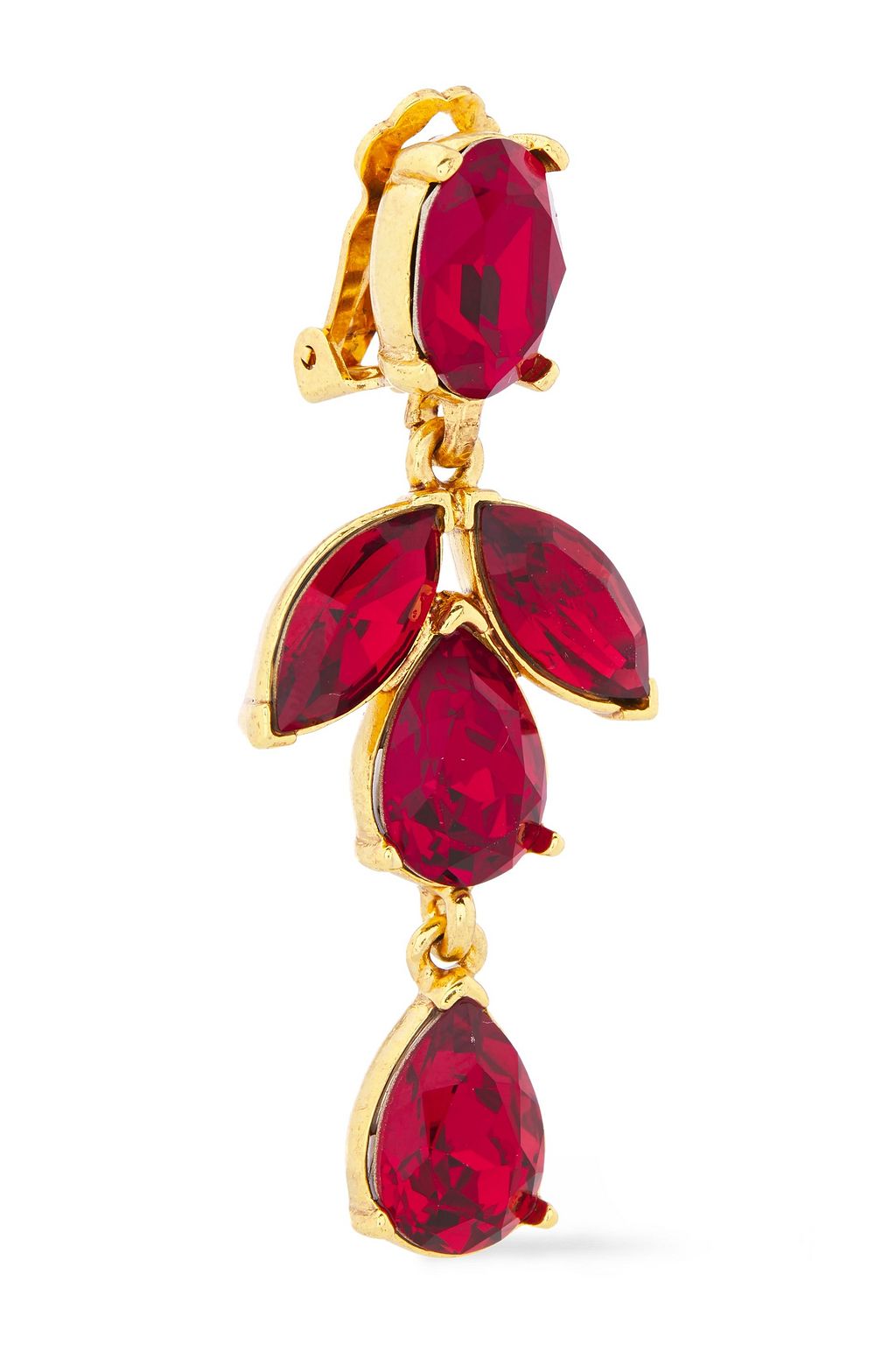 OSCAR DE LA RENTA Gold-tone crystal clip earrings
