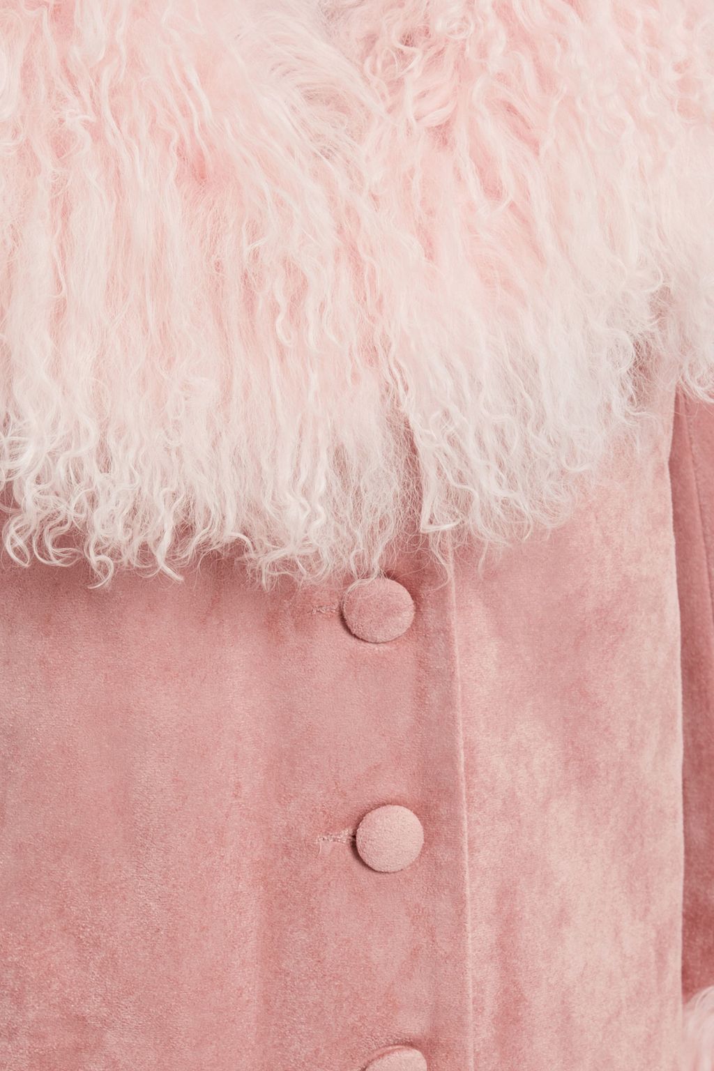CHARLOTTE SIMONE Mongolian shearling-trimmed faux suede jacket