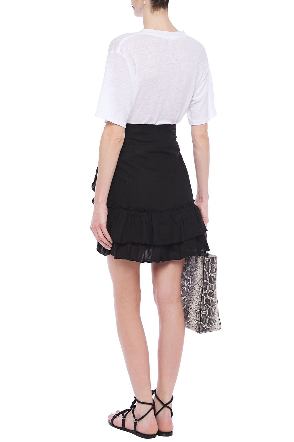 IRO Musk ruffled linen and cotton-blend mini skirt