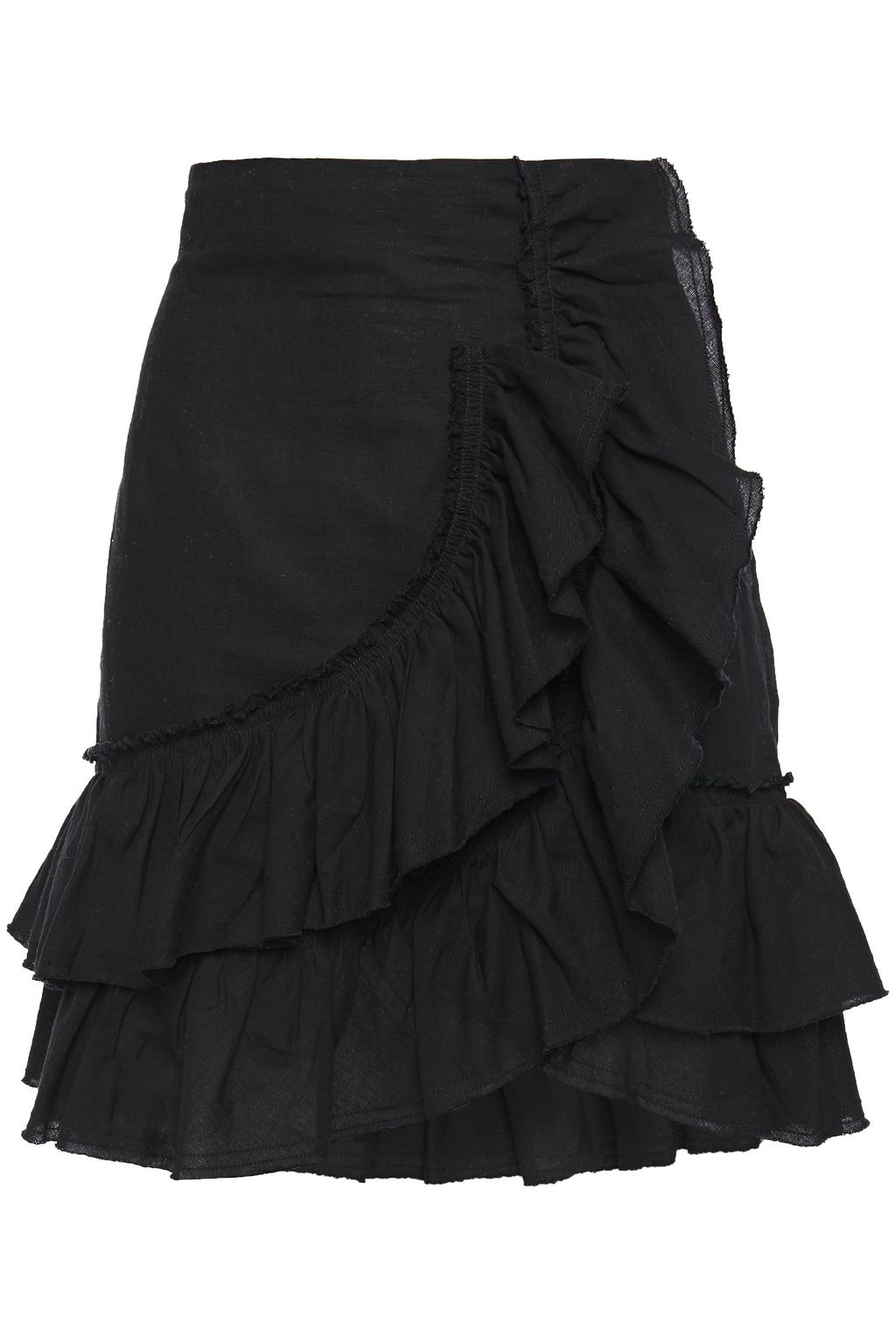 Black Musk ruffled linen and cotton-blend mini skirt | IRO | THE OUTNET