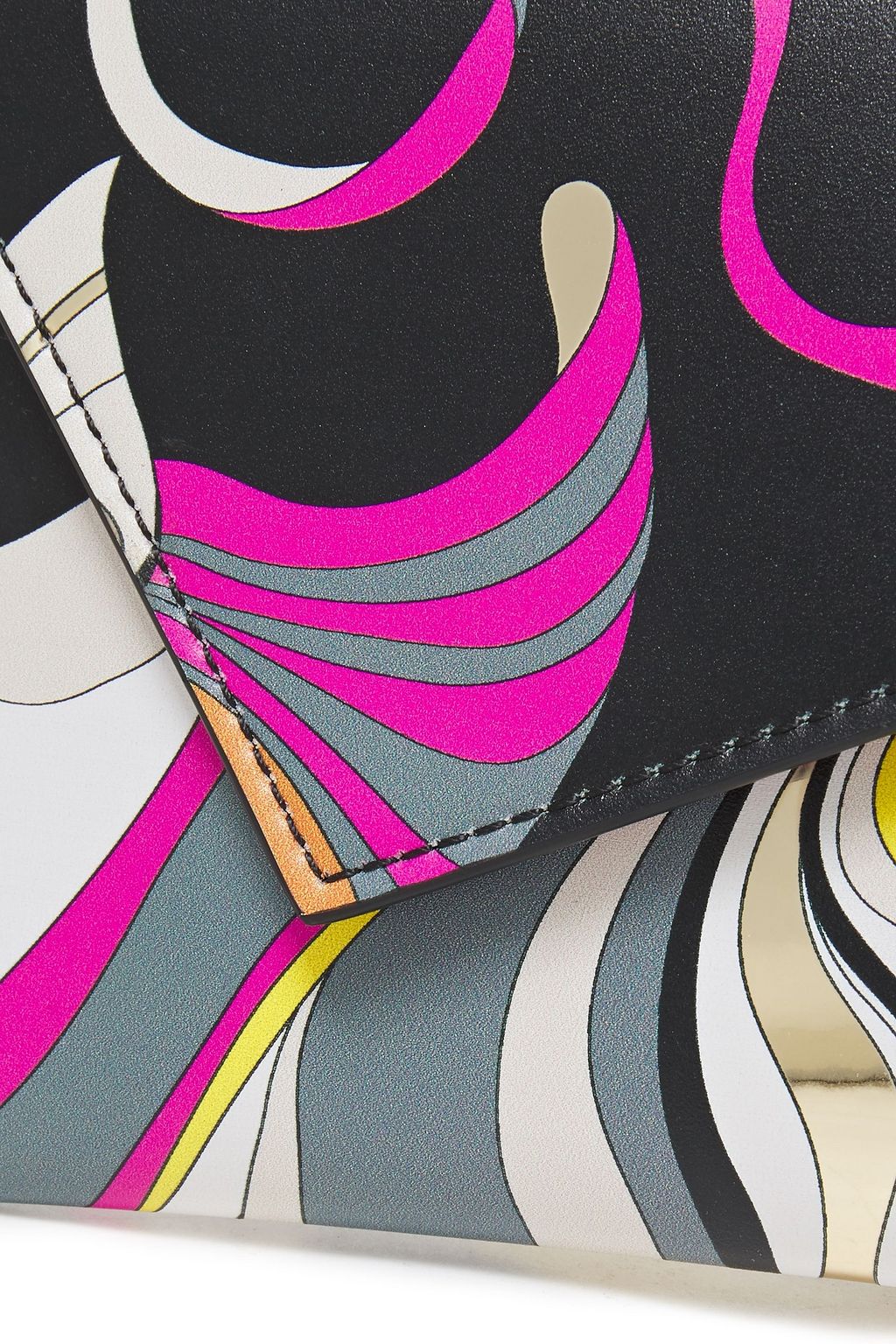 PUCCI Metallic-trimmed printed faux leather envelope clutch
