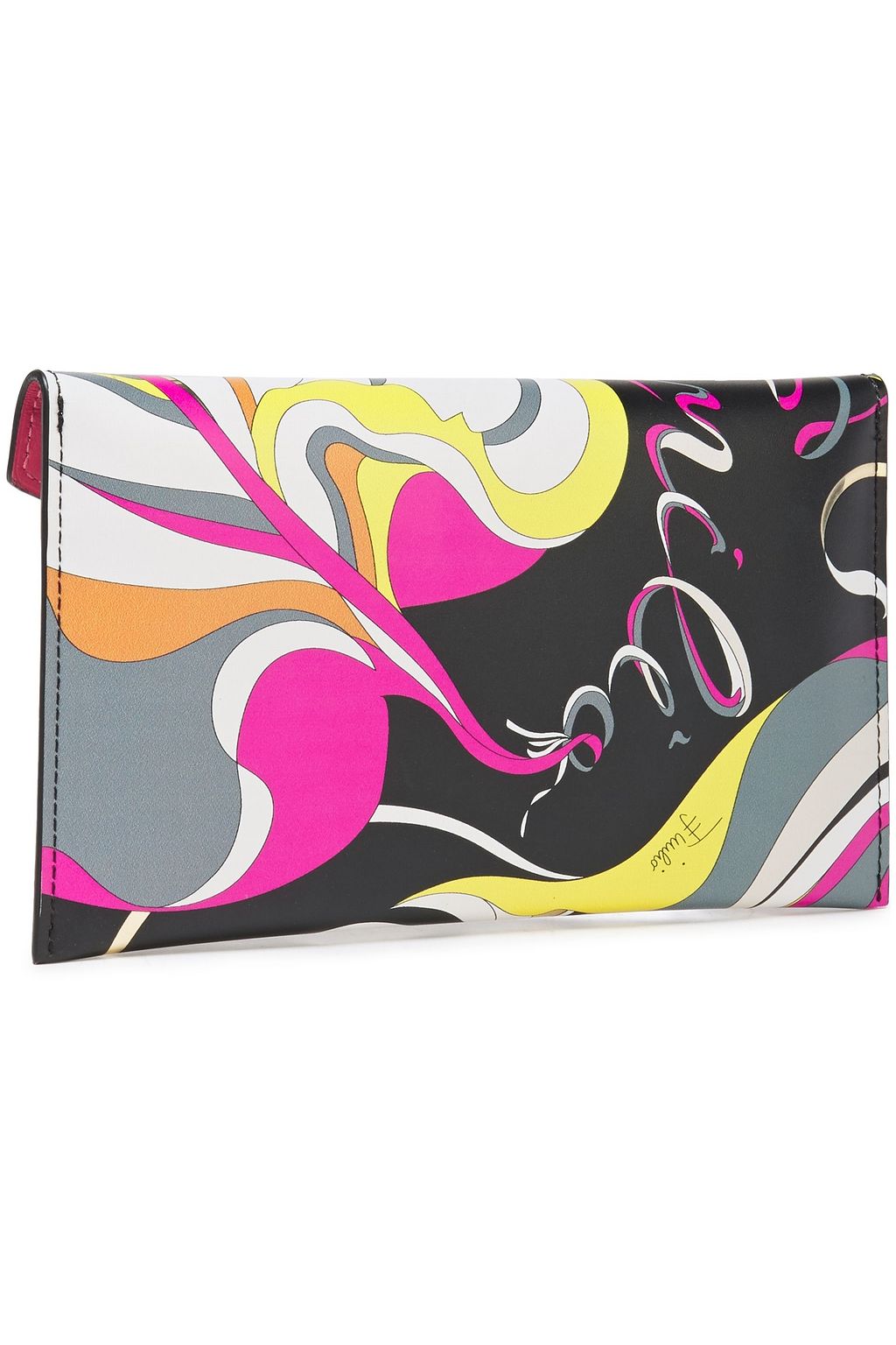 PUCCI Metallic-trimmed printed faux leather envelope clutch
