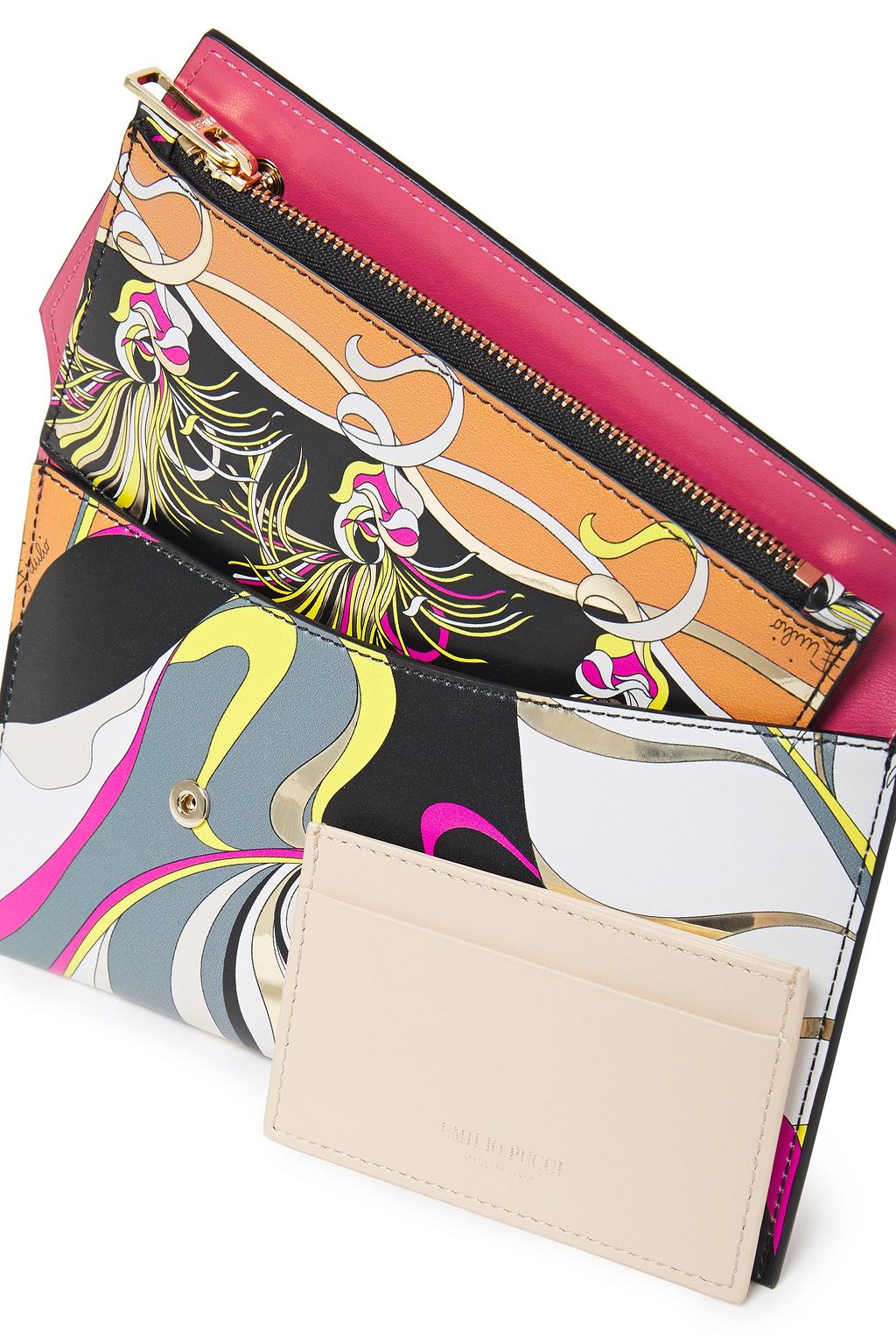PUCCI Metallic-trimmed printed faux leather envelope clutch