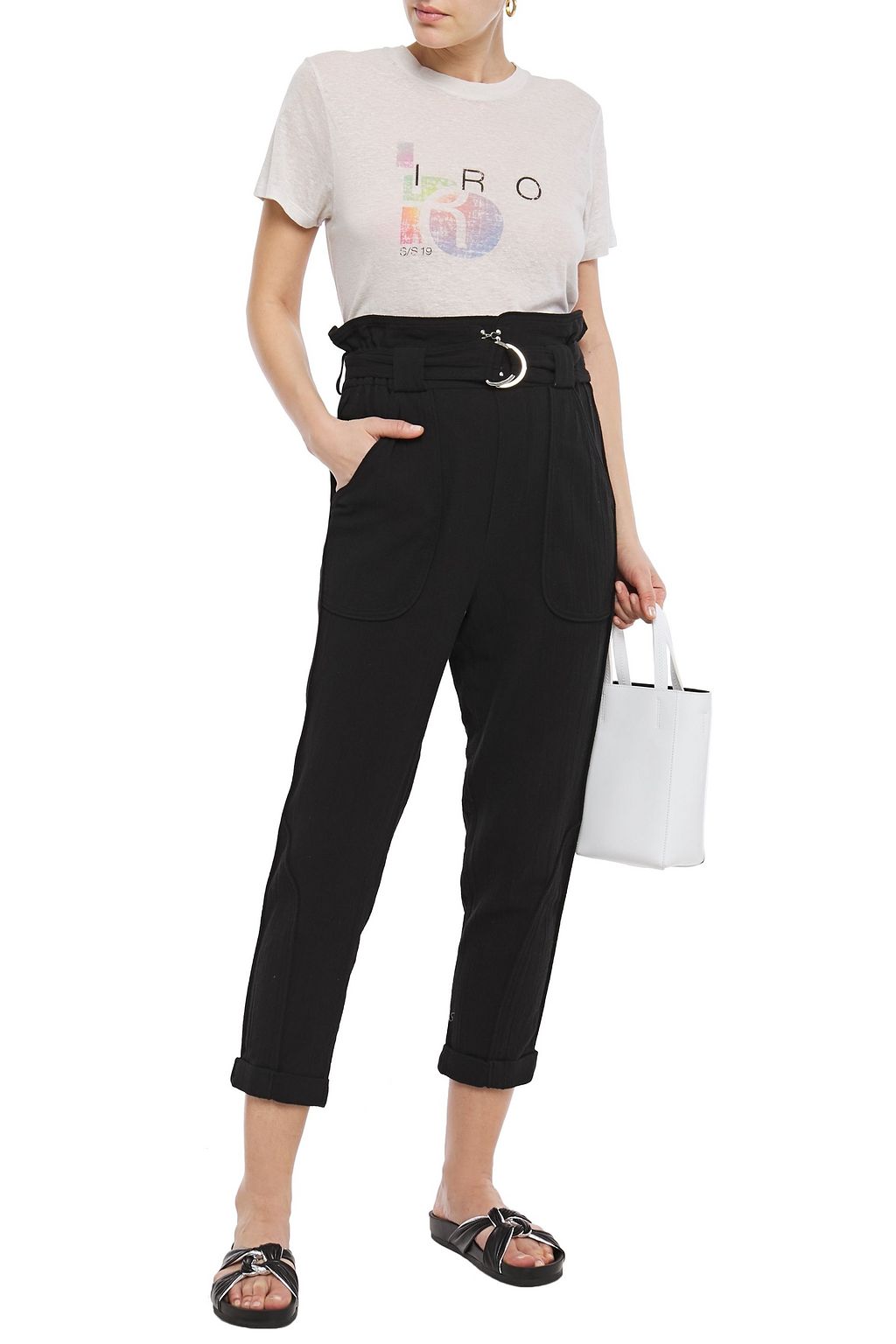 IRO Harmony belted cotton tapered pants