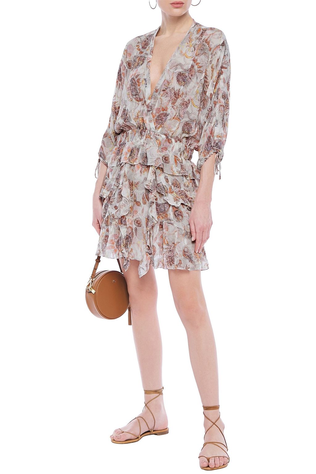 IRO Pristine ruffled printed gauze mini dress