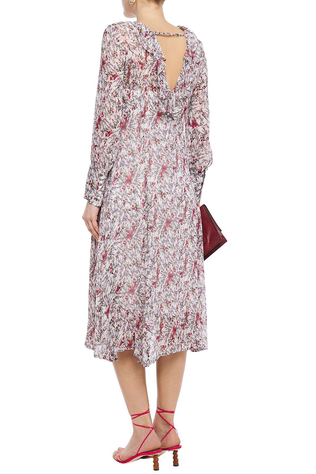 IRO Sunlight ruffle-trimmed printed georgette midi dress