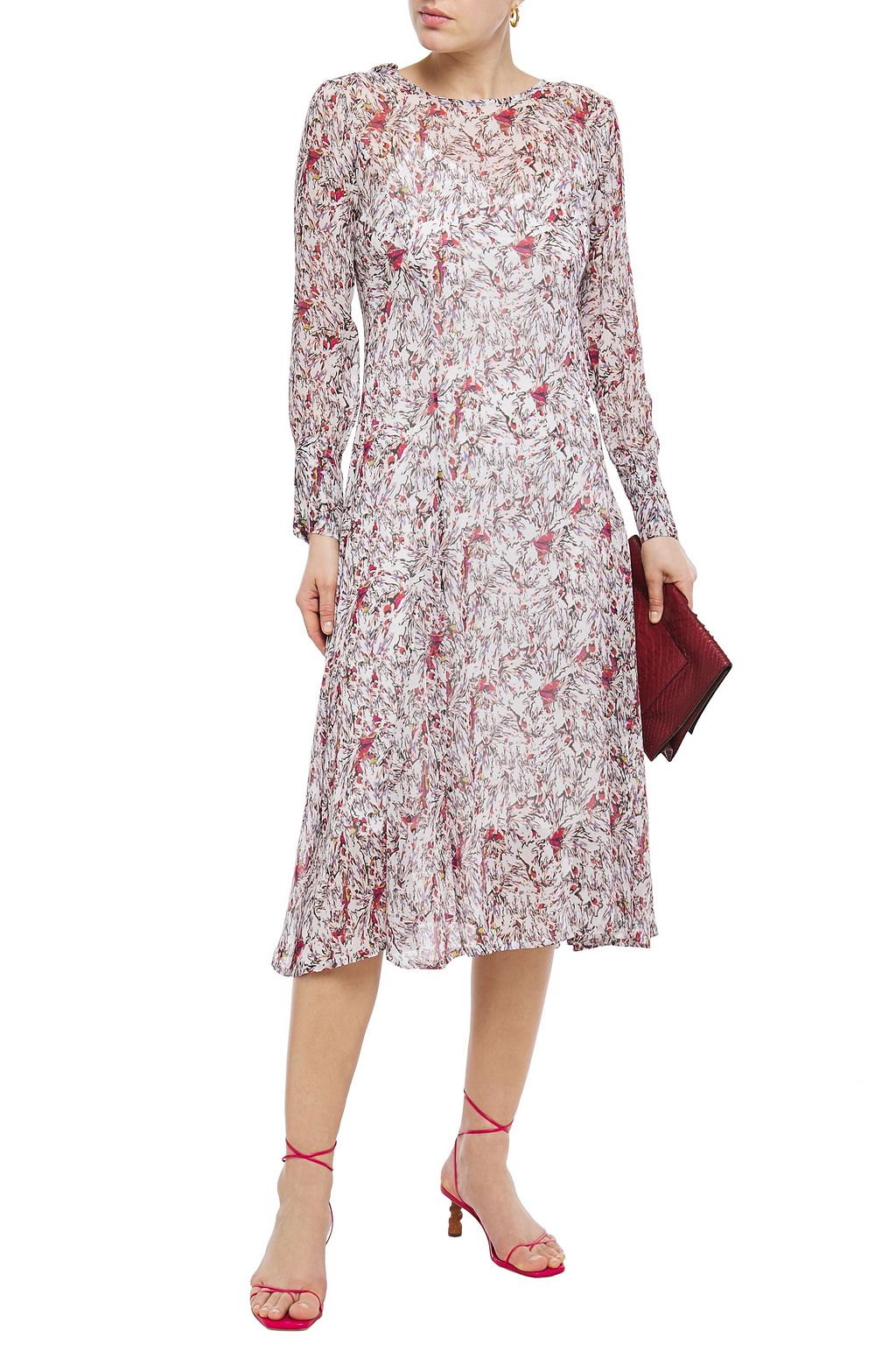 IRO Sunlight ruffle-trimmed printed georgette midi dress