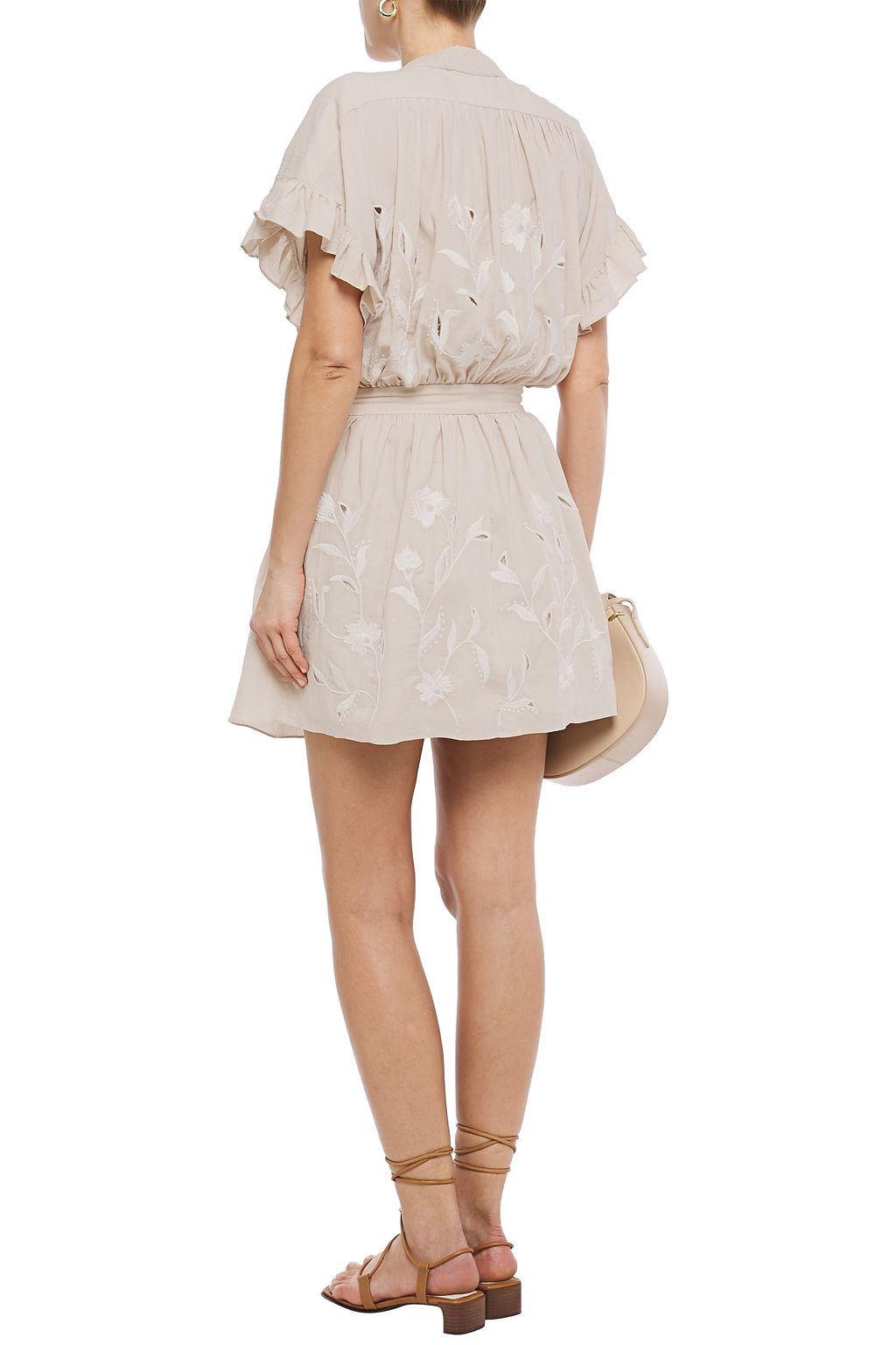 IRO Kauri embroidered cotton and Tencel-blend mini dress