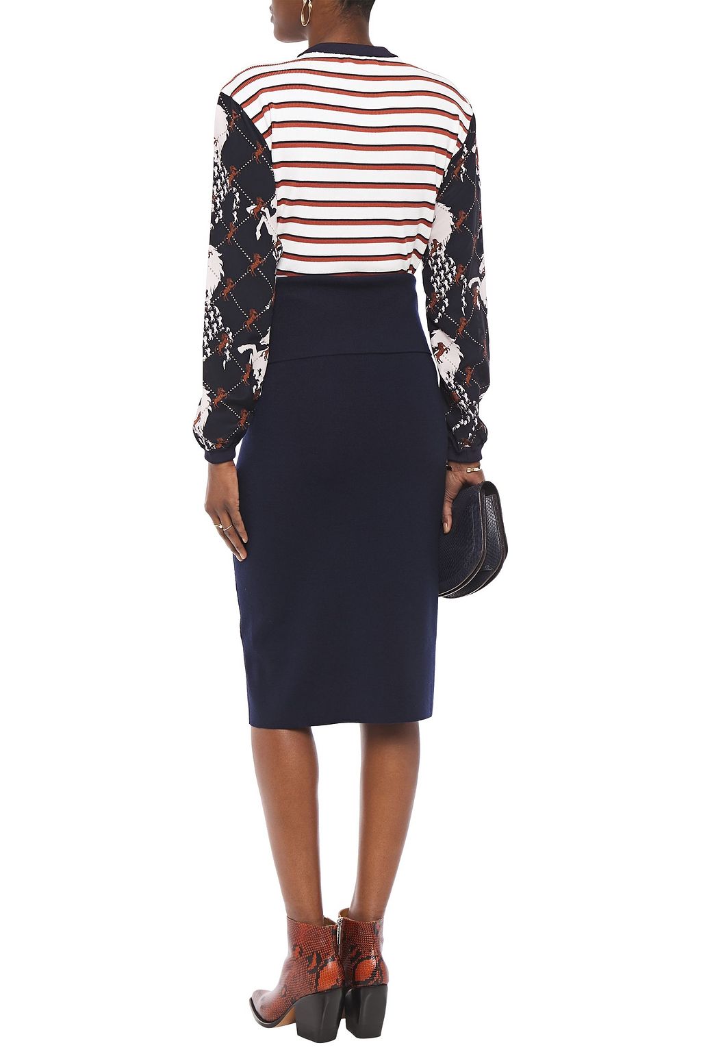 CHLOÉ Metallic intarsia wool-blend skirt
