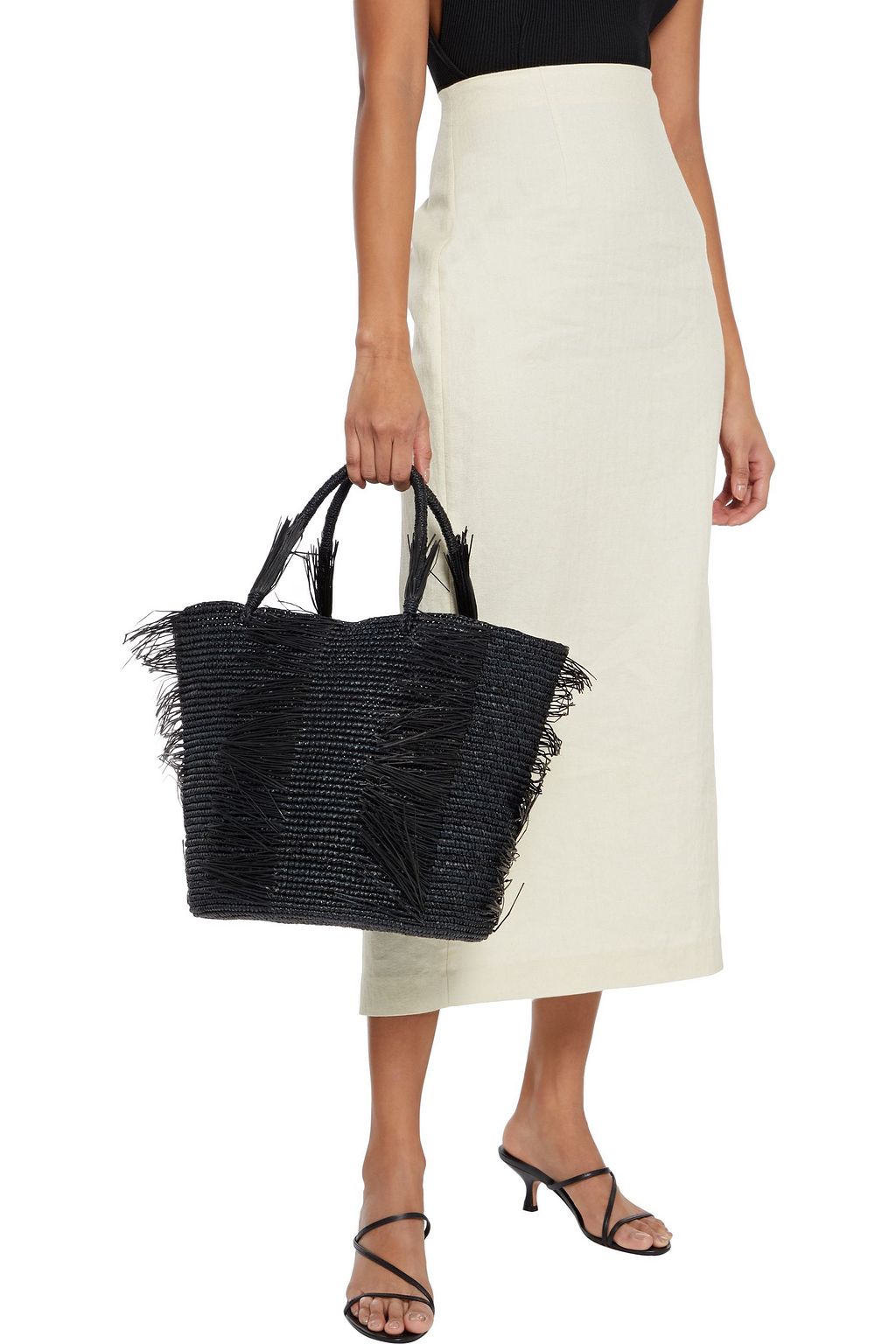 SENSI STUDIO Frayed woven toquilla straw tote