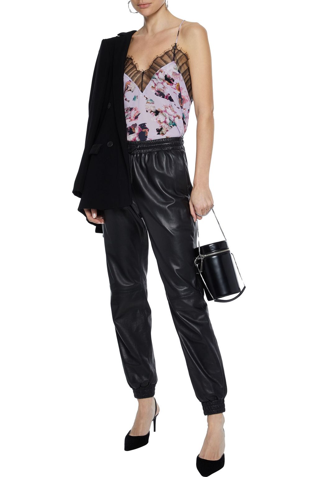 IRO Flowa lace-trimmed floral-print crepe de chine camisole