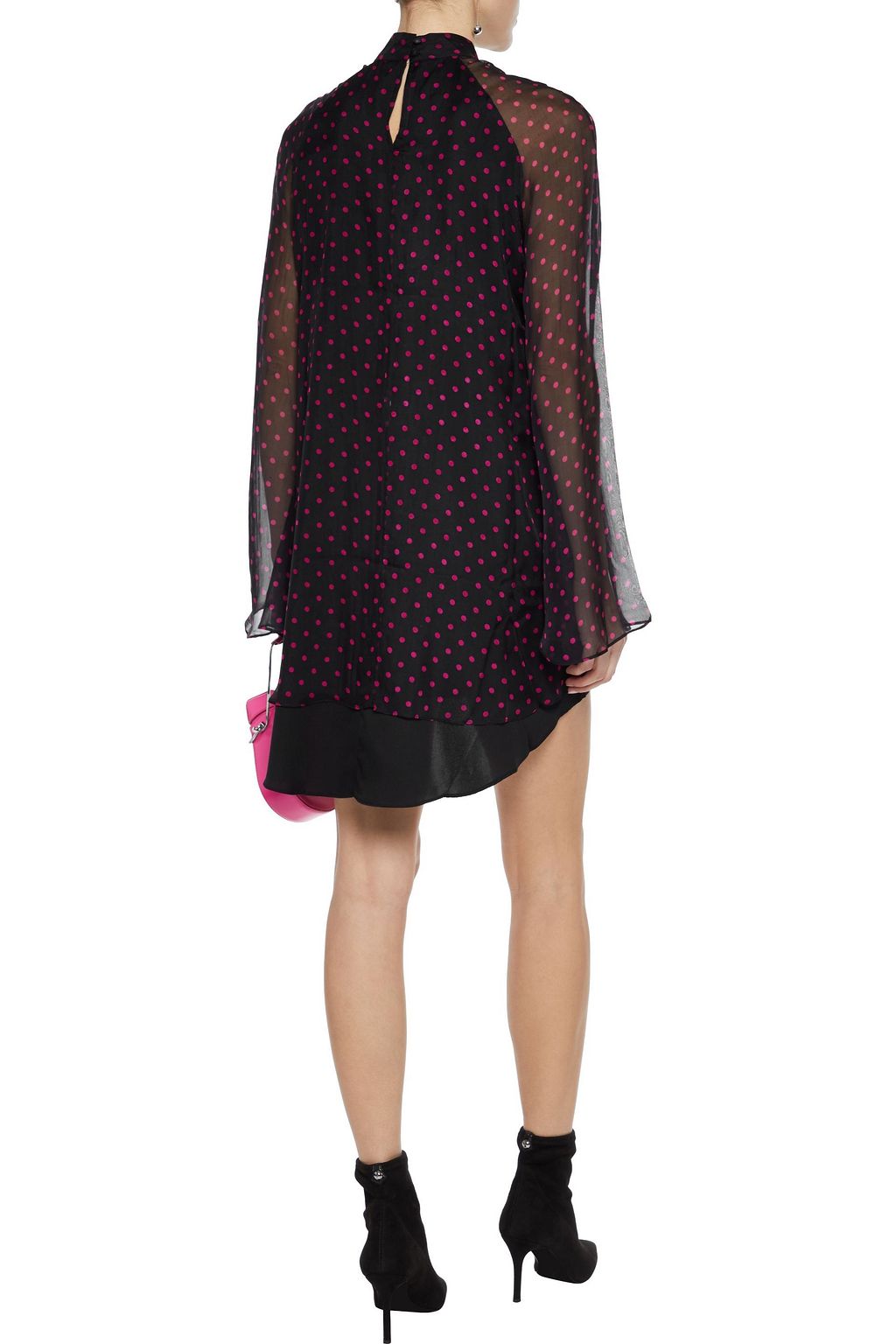 RTA Ariana layered polka-dot silk-chiffon mini dress