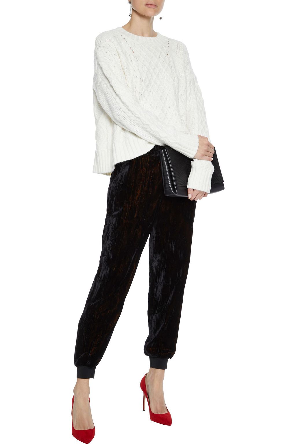 ALICE + OLIVIA Pete metallic crushed-velvet track pants