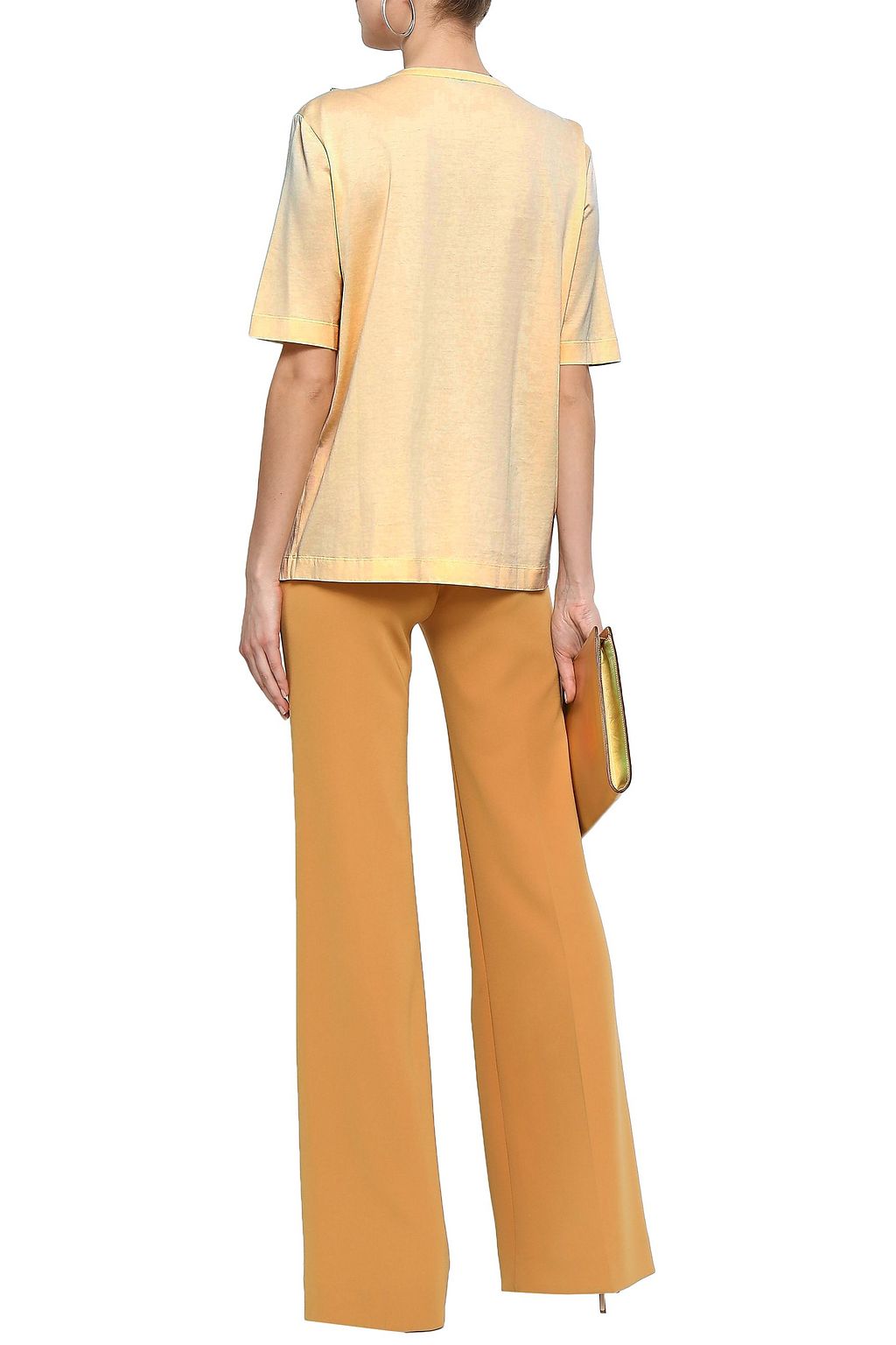 JOSEPH Layered draped silk-satin and cotton-jersey T-shirt