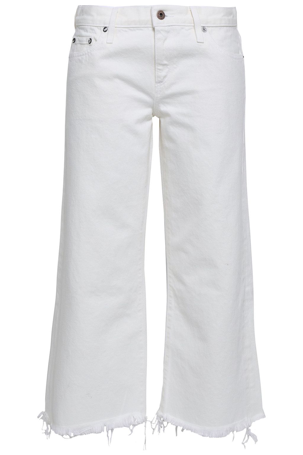 white cropped frayed jeans