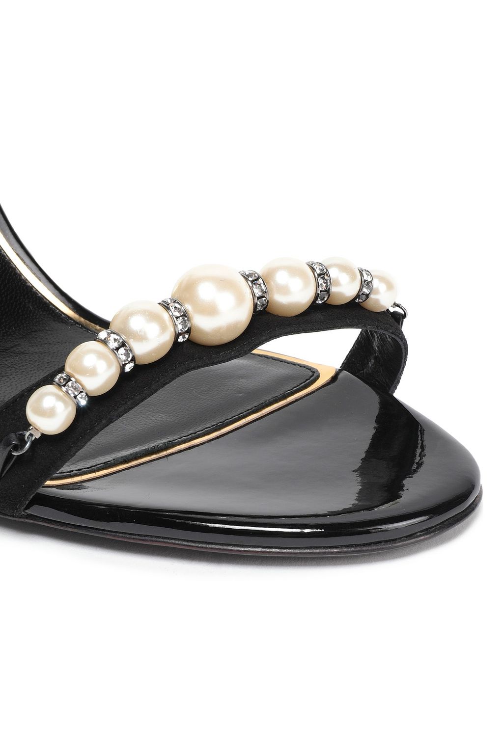 LANVIN Embellished suede and patent-leather sandals