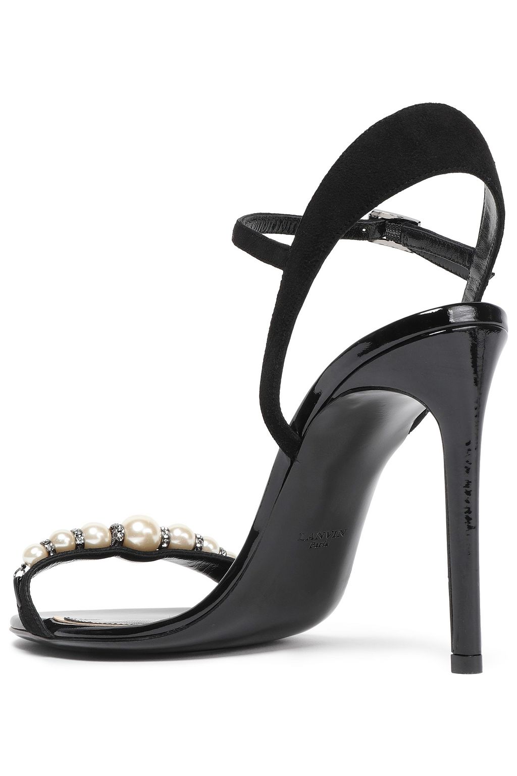 LANVIN Embellished suede and patent-leather sandals