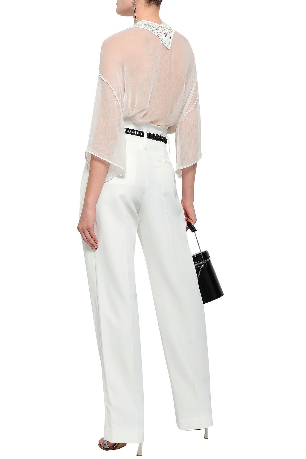IRO Malie macramé-trimmed crepon blouse