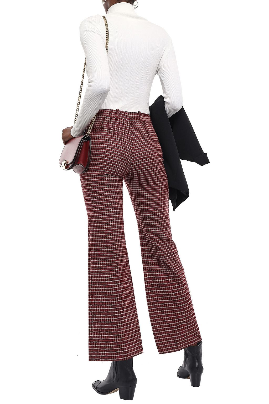 CHLOÉ Checked wool-blend tweed bootcut pants
