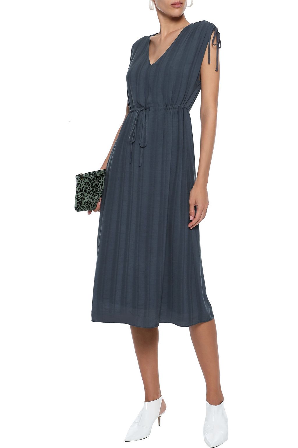 CHARLI Nevin bow-detailed jacquard midi dress