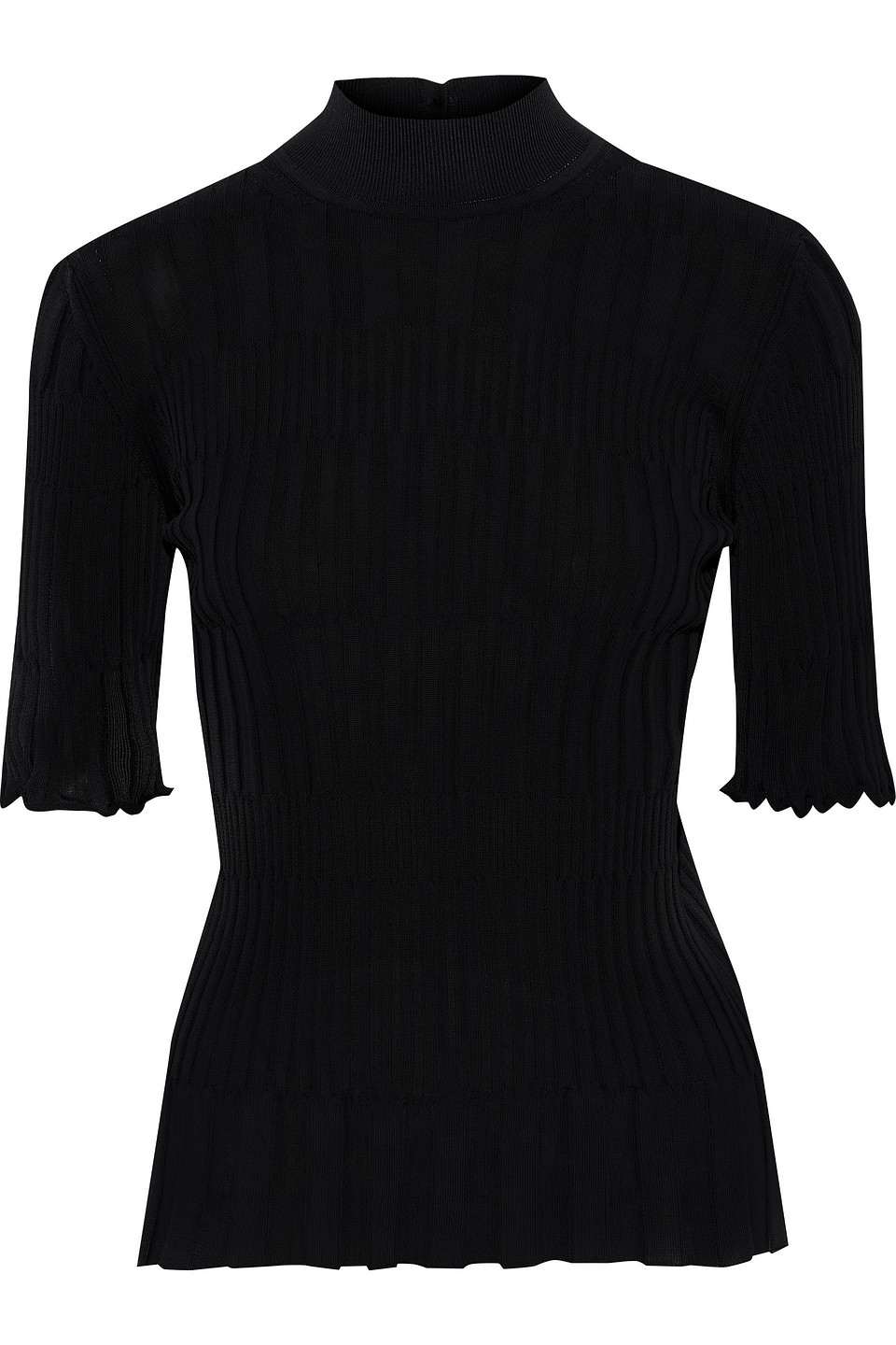 carolina herrera - ribbed-knit turtleneck top - black - m