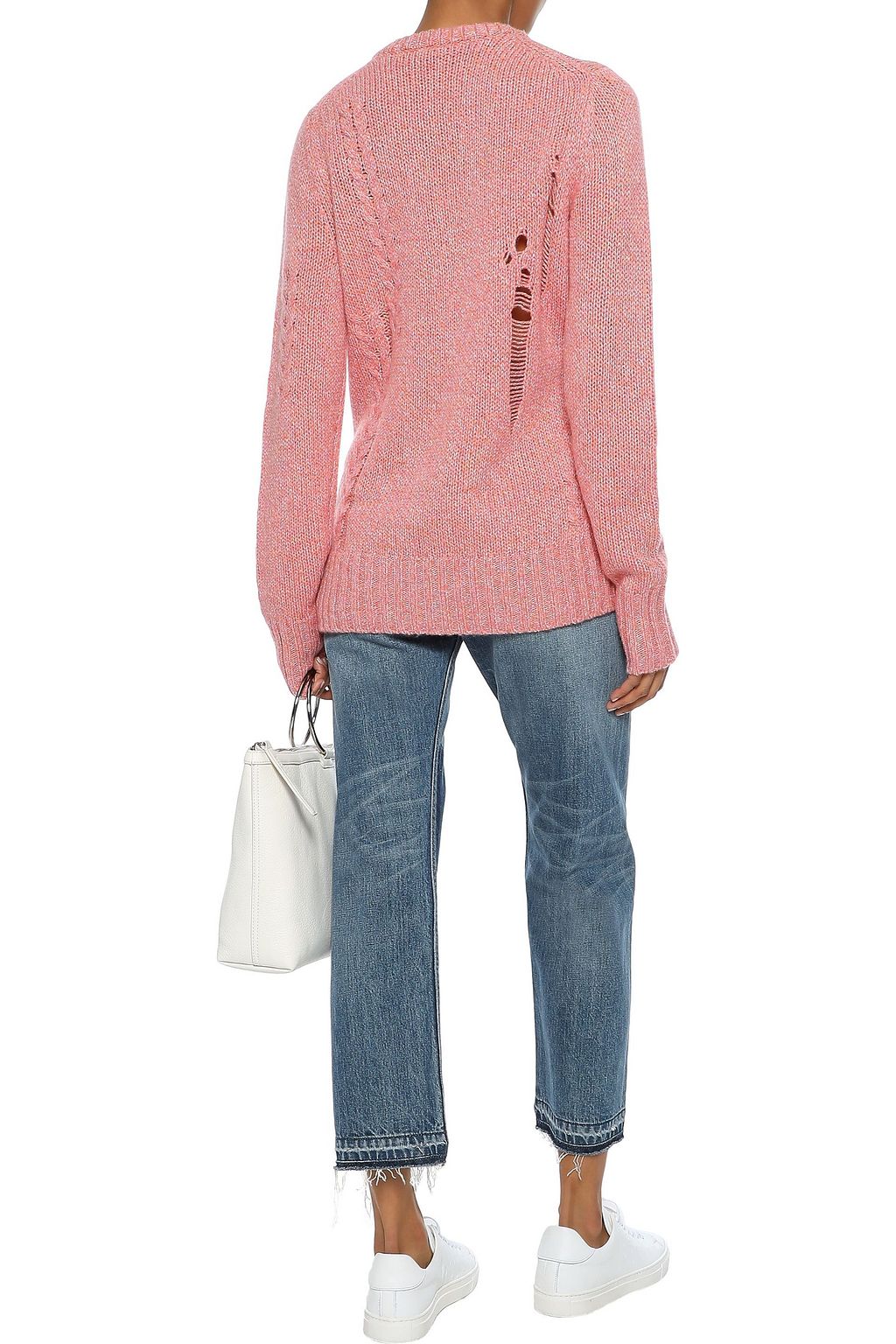 RAQUEL ALLEGRA Distressed merino wool-blend sweater