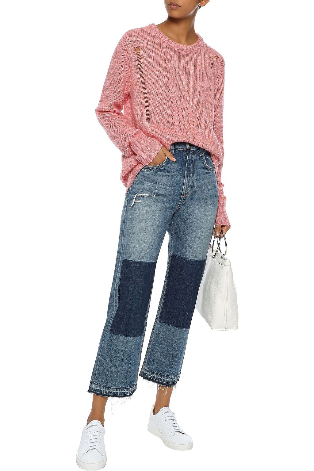 RAQUEL ALLEGRA Distressed merino wool-blend sweater
