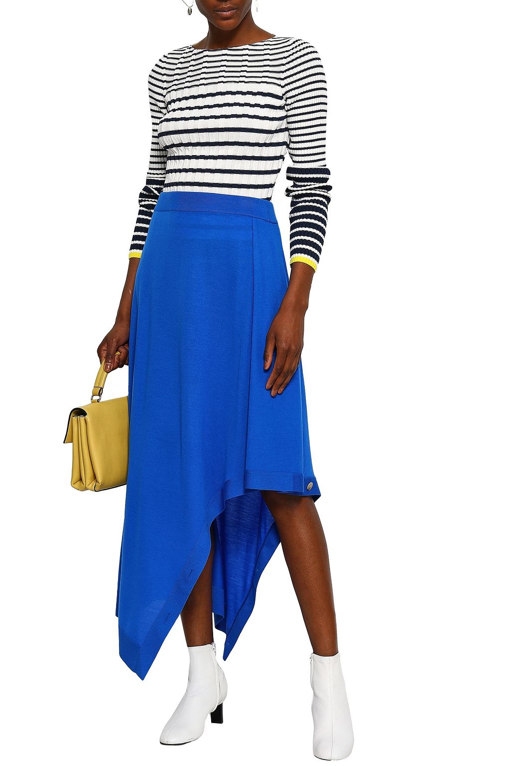 PRINGLE OF SCOTLAND Asymmetric merino wool midi skirt