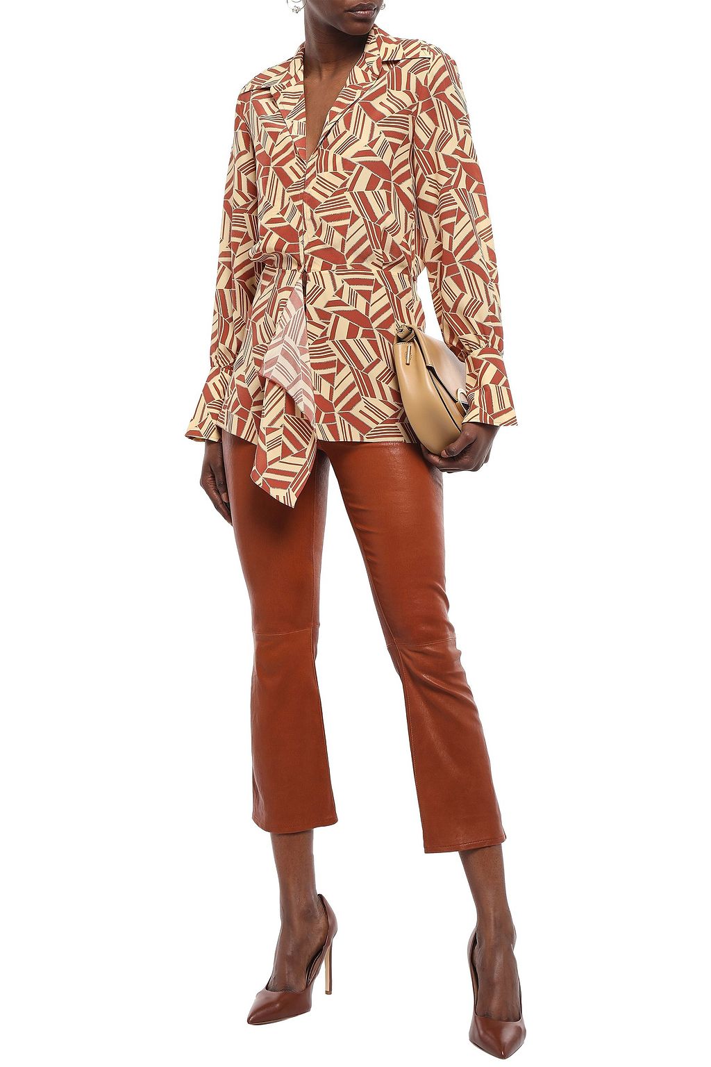 CHLOÉ Wrap-effect printed silk-crepe shirt