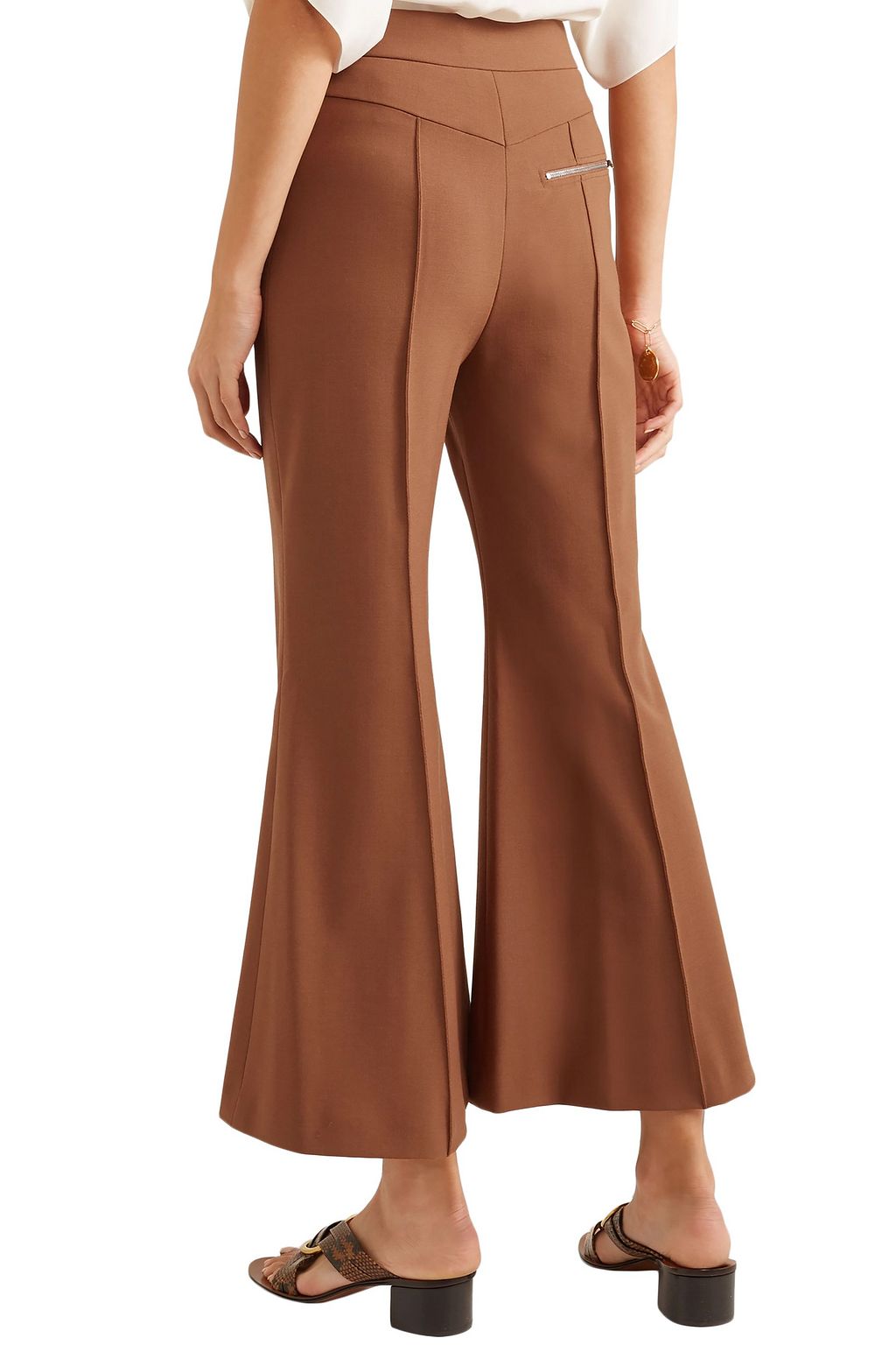 CHLOÉ Cropped stretch-wool flared pants