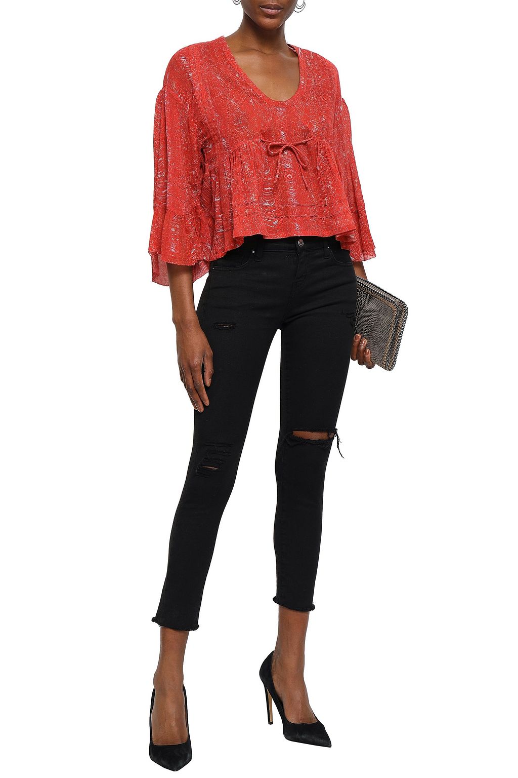 IRO Jarod cropped distressed mid-rise slim-leg jeans