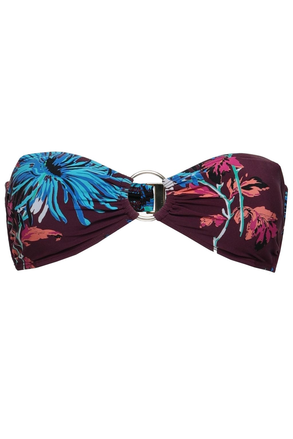 plum and floral wrap bikini