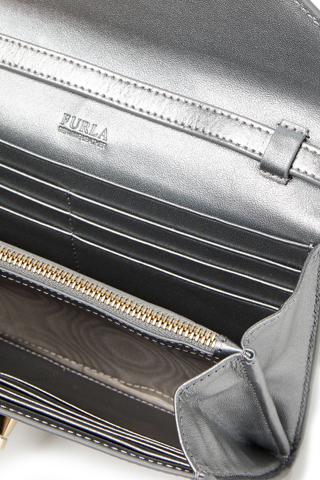 FURLA Eye metallic leather wallet